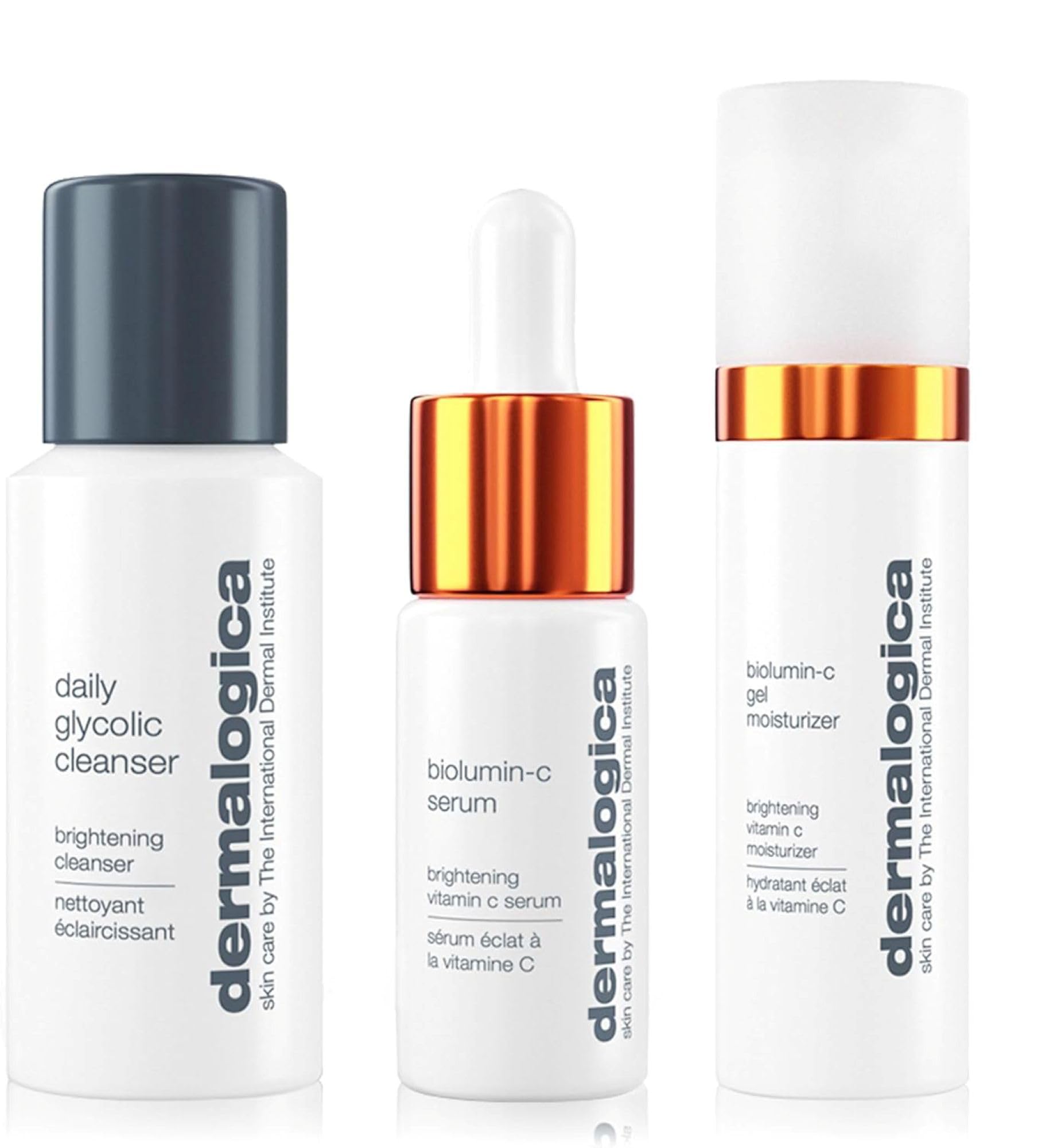 Dermalogica Daily Brightness Boosters Kit, Daily Glycolic Cleanser 28ml, BioLumin-C Serum 8ml, BioLumin-C Gel Moisturiser 14ml, Brightens, Conditions, Hydrates, Skincare Routine Essentials