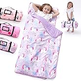 Nap Mat with Pillow Blanket Set: Sleeping Mats for Toddler Kids - Thick Large Roll up Slumber Bag for Daycare Preschool Kindergarten Boys Girls