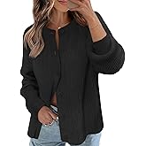 MEROKEETY Women's Winter Fall Long Sleeve Cardigan Sweater 2026 Crew Neck Button Open Front Chunky Knit Outfits