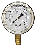 Liquid Filled Pressure Gauge, 2.5" DIAL