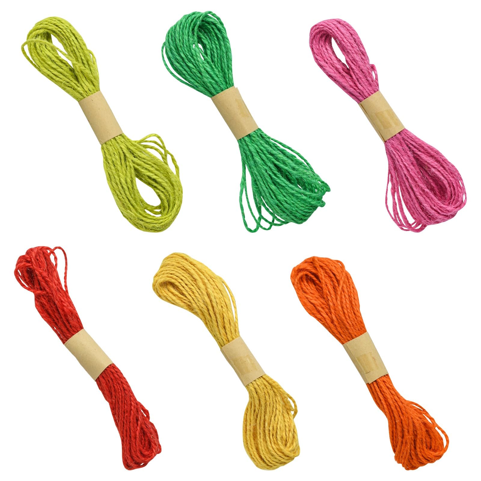 UR URLIFEHALL 24 Bundles 6 Colours 5mm Jute Twine String Colourful Jute Garden String for Crafts Floristry Gift Wrapping Packing 10m/bundle