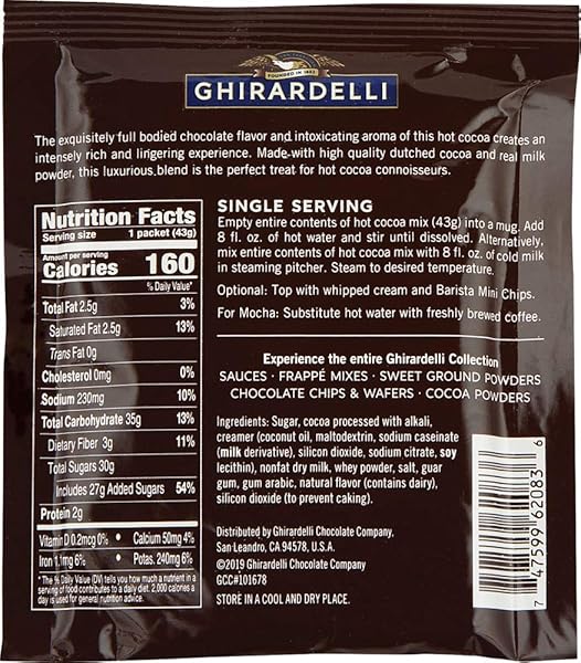 GHIRARDELLI PREMIUM HOT COCOA ENVELOPES, RICH CHOCOLATE, 22.7 OUNCE (PACK OF 15)