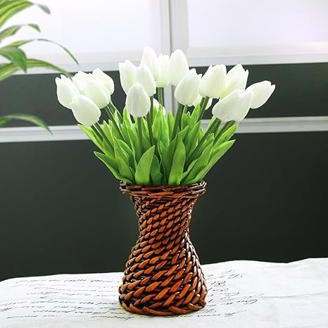 Amazon Com Flower Wholesale Tulip Latex Real Touch For Wedding Bouquet Birthday Party Room Decoration Tulip Pure White 24pcs Arts Crafts Sewing