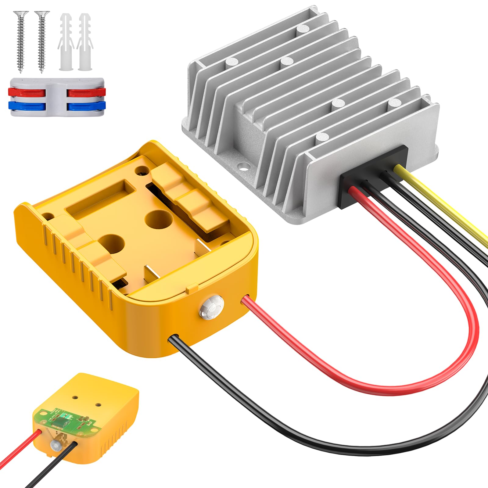 Photo 1 of 20V to 12V Step Down Converter Compatible with Dewalt 20V Battery, Upgraded Power Wheel Battery Adapter with Overdischarge and Switch, 240W Voltage Regulator 12V 20A Buck Converter