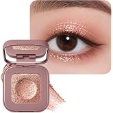 BestLand Rose Quartz Duochrome Eyeshadow, Holographic Pink Champagne Metallic Single Eyeshadow, Multichrome Color Shifting Shimmer Eye Shadow, High Pigment Long Lasting Eye Shadow Topper