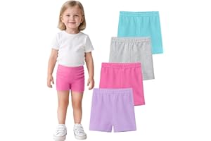 YERIOK 4 Pack Cotton Toddler Girls Shorts Cartwheel Bike Kids Biker Under Dress Dance Shorts Girls Clothes
