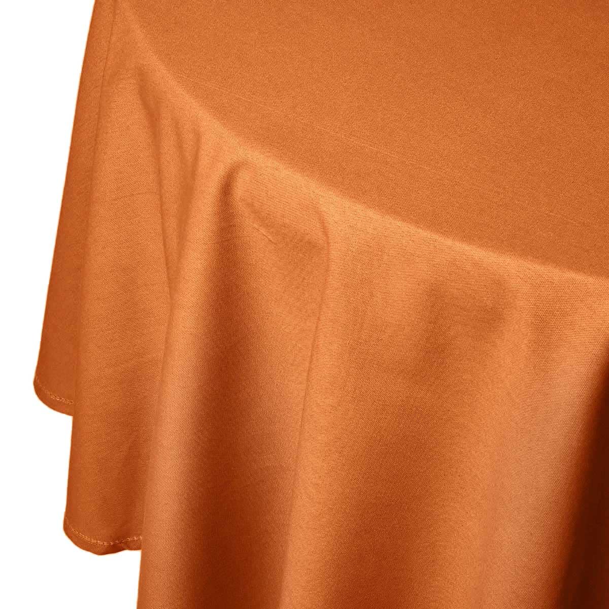 HOMESCAPES Orange Table Cloth, Plain Cotton Round Tablecloth, Handcrafted & Durable Dining Table Cover with Hem Stitch, Hypoallergenic, Washable, Burnt Orange - 178cm