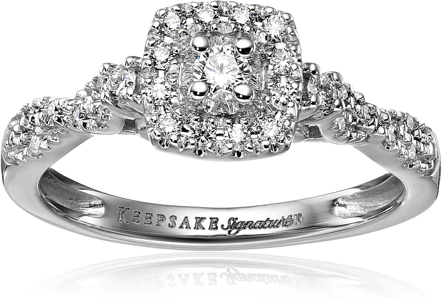 Keepsake Signature 14k White Gold Diamond Halo Vintage Engagement Ring (1/4cttw, HI Color, I1