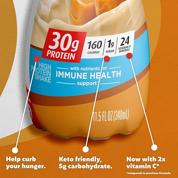 PREMIER PROTEIN SHAKE, CARAMEL, 30G PROTEIN, NO ADDED SUGAR, 24 VITAMINS & MINERALS TO SUPPORT IMMUNE HEALTH, 11.5 FL OZ, 1 PACK