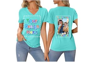 Custom T Shirts Women Customized Design Your Own V Neck T Shirts Personalized Text/Image/Photo Printed T-Shirts