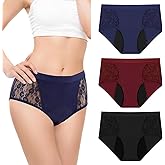TUXIYA 3 Pack Incontinence Underwear for Women, Leak Proof Underwear for Women Washable & Reusable for Leakage Protective Panties(XX-Large,Black/Red/Blue)
