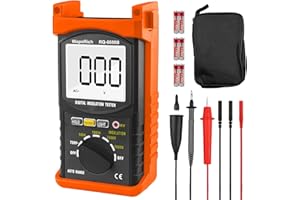 WAPORICH Megohmmeter 200 Gig Ohm Digital Insulation Resistance Tester 500V/1kV/2.5kV/5kV Auto Range Voltage,Resistance Tester with 1999 Count LCD Display, Data Hold, Back-Light-RQ-6688B（Orange）