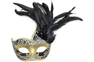 COOLWIFE Costume Mask Feather Masquerade Mask Halloween Mardi Gras Cosplay Party Masque