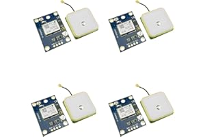 HIBCTR 4-Pack GY-NEO6MV2 NEO-6M GPS Flight Controller Module 3V-5V with Super Ceramic Antenna for Arduino EEPROM APM 2.5