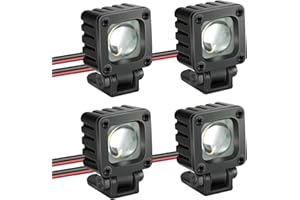 RC Crawler Lights LED Metal Housing Square Lens Spotlight 4PCS for 1/10 RC Crawler Axial Scx10 Traxxas Trx4 TRX6 Redcat Gen8 Arrma Senton Zhongzhen