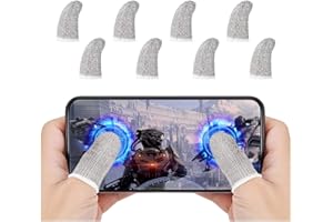 8 Pack Finger Sleeves for Gaming,LucBuy 01" Ultra-Thin Silver Fiber Mobile Game Controller Finger Sleeve Sets for PUBG/Rules 