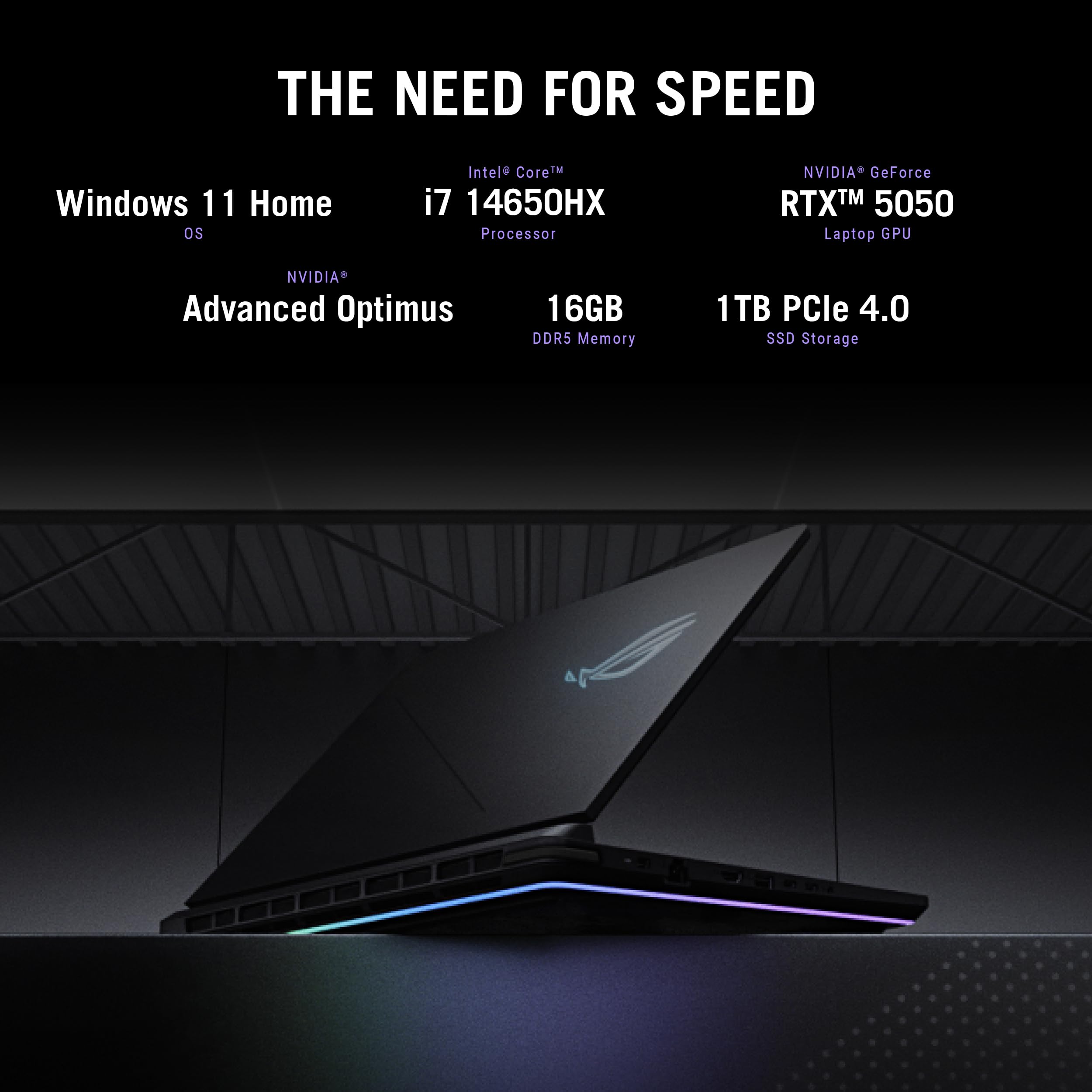 ASUS ROG Strix G16 (2025) Gaming Laptop, 16” FHD+ 16:10 165Hz/3ms Display, NVIDIA® GeForce RTX™ 5050 Laptop GPU, Intel® Core™ i7 Processor 14650HX, 16GB DDR5, 1TB PCIe Gen 4 SSD, Wi-Fi 7, Win 11 Home