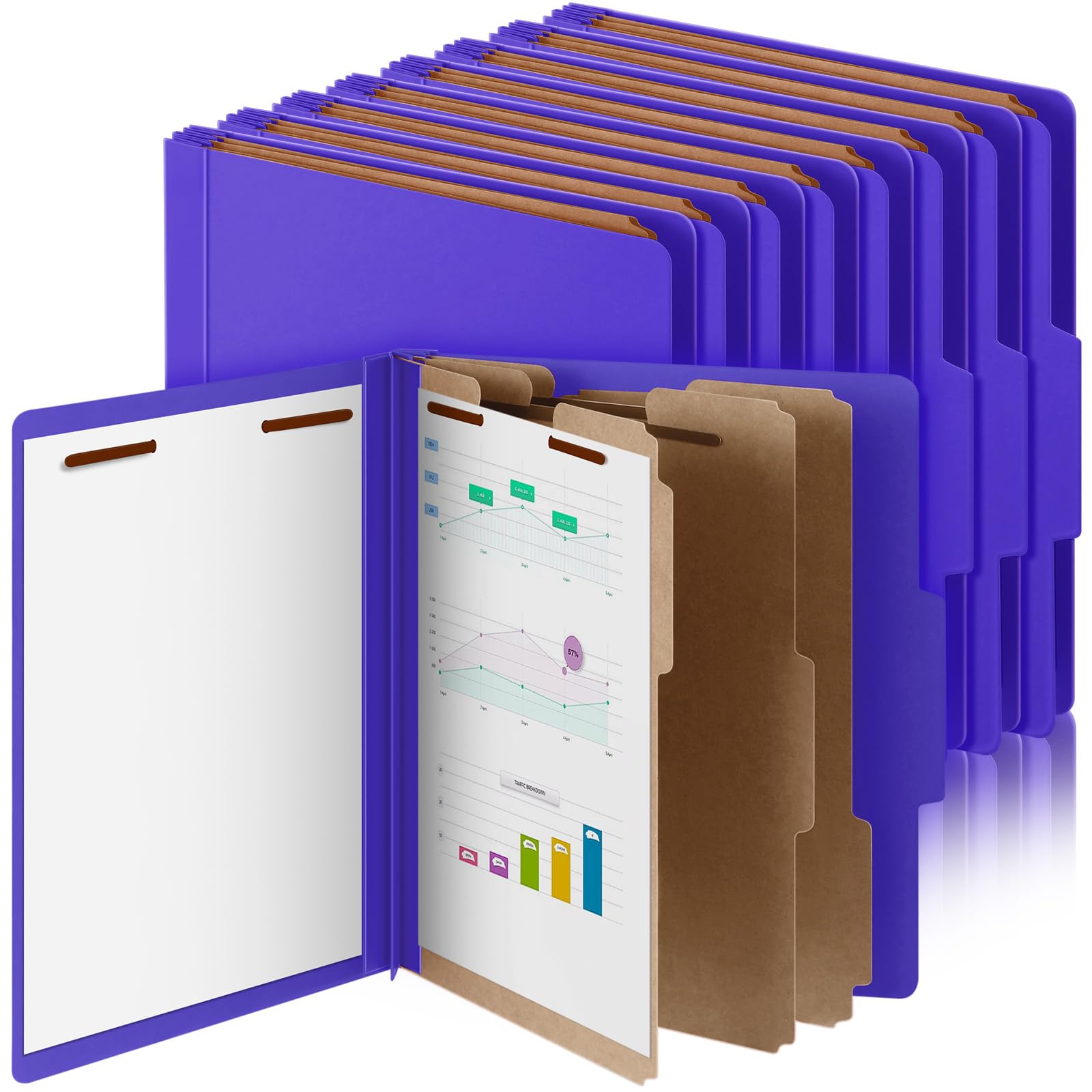 Photo 1 of Skyygemm 12 Pcs Classification Folders Letter Size, 3 Divider Pressboard File Folder with Fasteners, Expanding File Organizer Bulk for Teachers, Clergy, Office, Church, Christmas Donations (Purple)