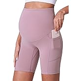 POSHDIVAH Maternity Shorts for Women Over Belly Biker Summer Pregnancy Workout Yoga Active Running Short Leggings 5"/8"