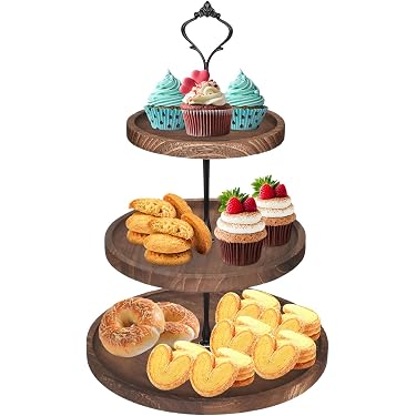 Plateau à 2 niveaux pour table basse, présentoir en métal noir pour dessert, cupcakes, plateau de service rond pour table, céterpieces de ferme, cuisine, Halloween, fête de Noël