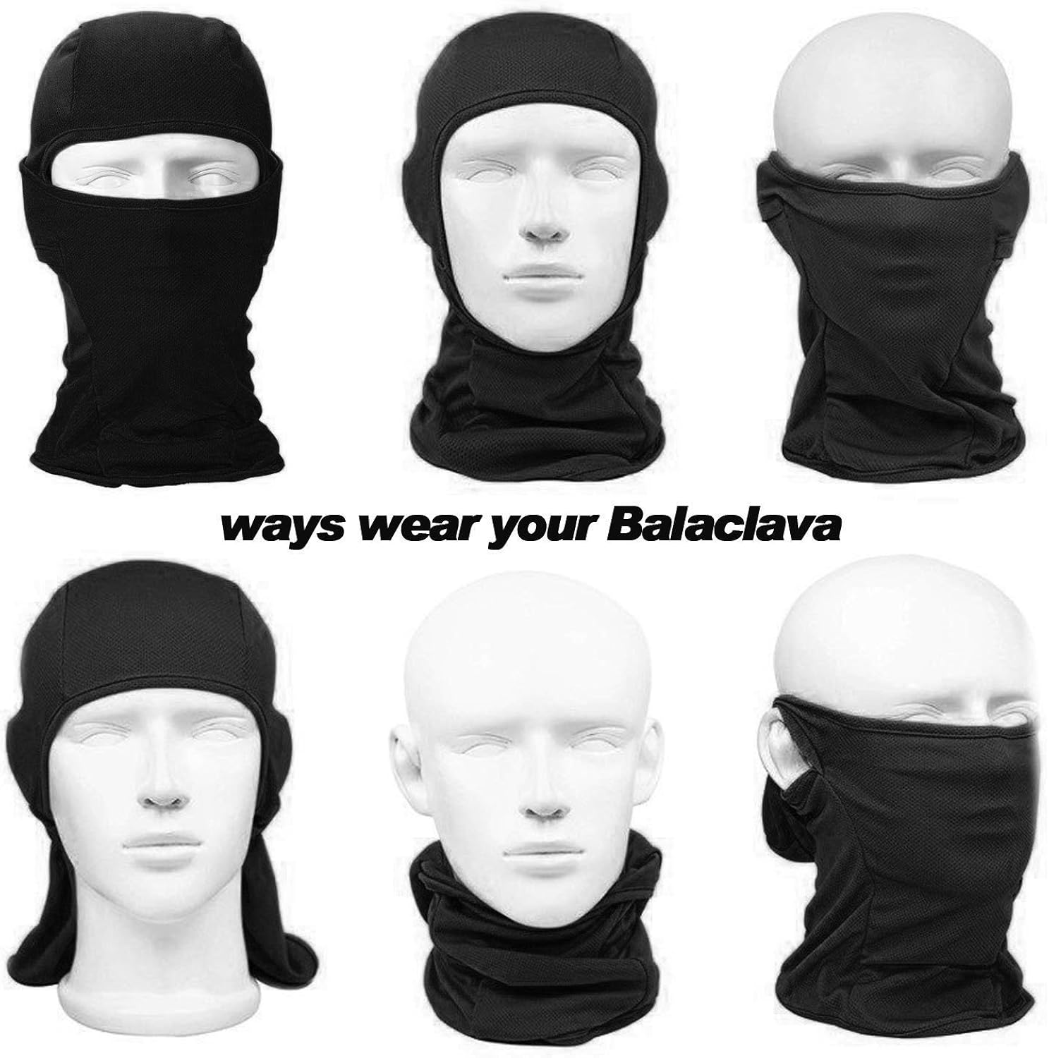 QINGLONGLIN 2 Pack Balaclava - Windproof Mask Adjustable Face Head Warmer for Skiing, Cycling, Motorcycle Outdoor Sports: Sports & Outdoors