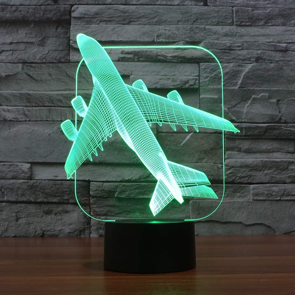 Aircraft Airplane 3D Night Light Kids Bedside Lamp 16 Colors Changing with Remote Control Xmas Halloween Birthday Gift for Child Baby Boy Girl - Image 4