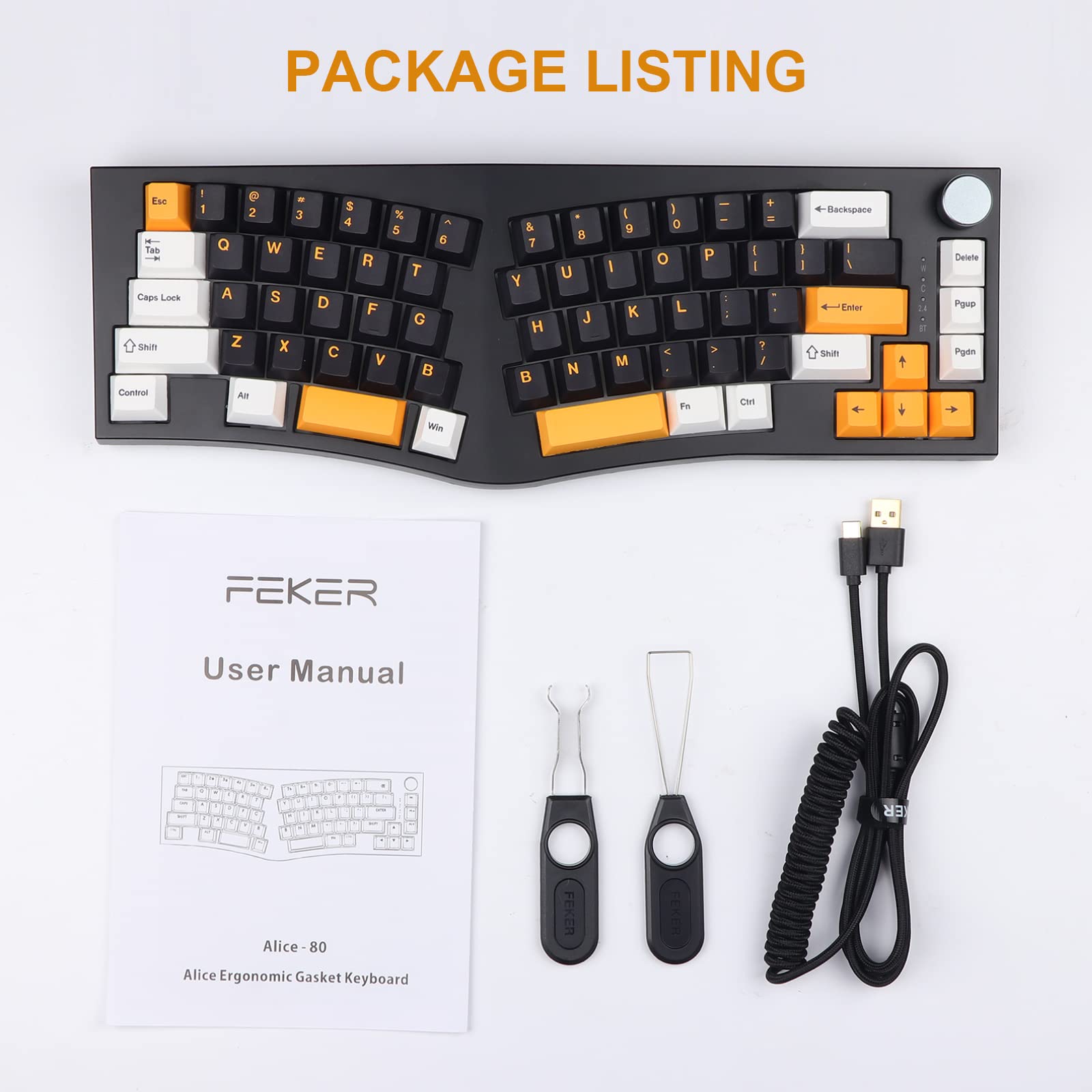 EPOMAKER FEKER Alice Layout Gasket Hot Swappable Bluetooth/2.4GHz/Type-C Gaming Keyboard with 68 Keys Wireless with 8000mAh Battery, NKRO RGB Backlit PBT Keycaps for Win/Mac