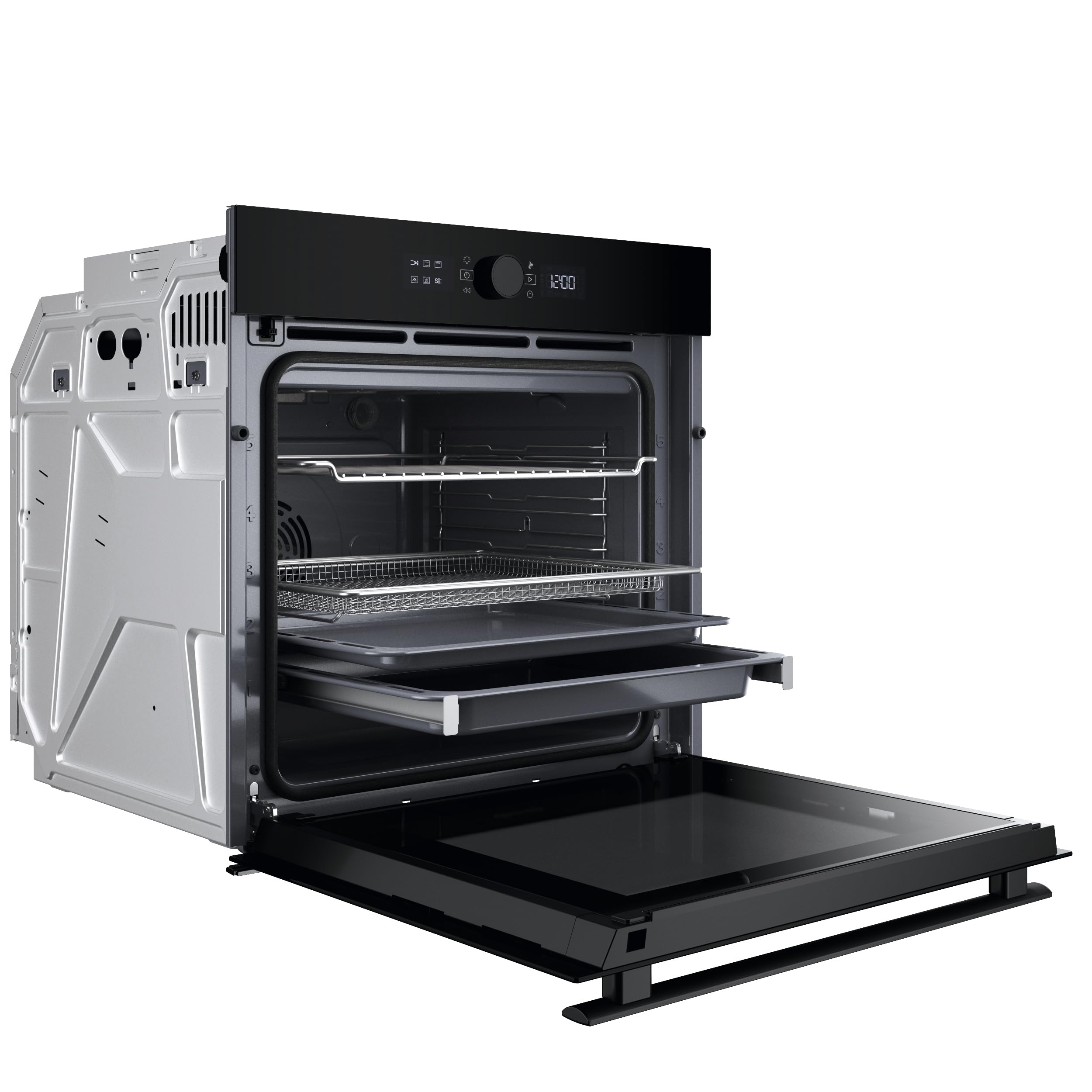 Bauknecht BBI4S8PM1SK Einbau-Heissluftbackofen/A+/ 73 l/Pyrolyse/SoftClose/AirFry Funktion inkl. Airfry-Tray/High Temp. Pizza Funktion/LCD Text-Display/Mono-Drehwähler/ 1x Teleskopauszug 9