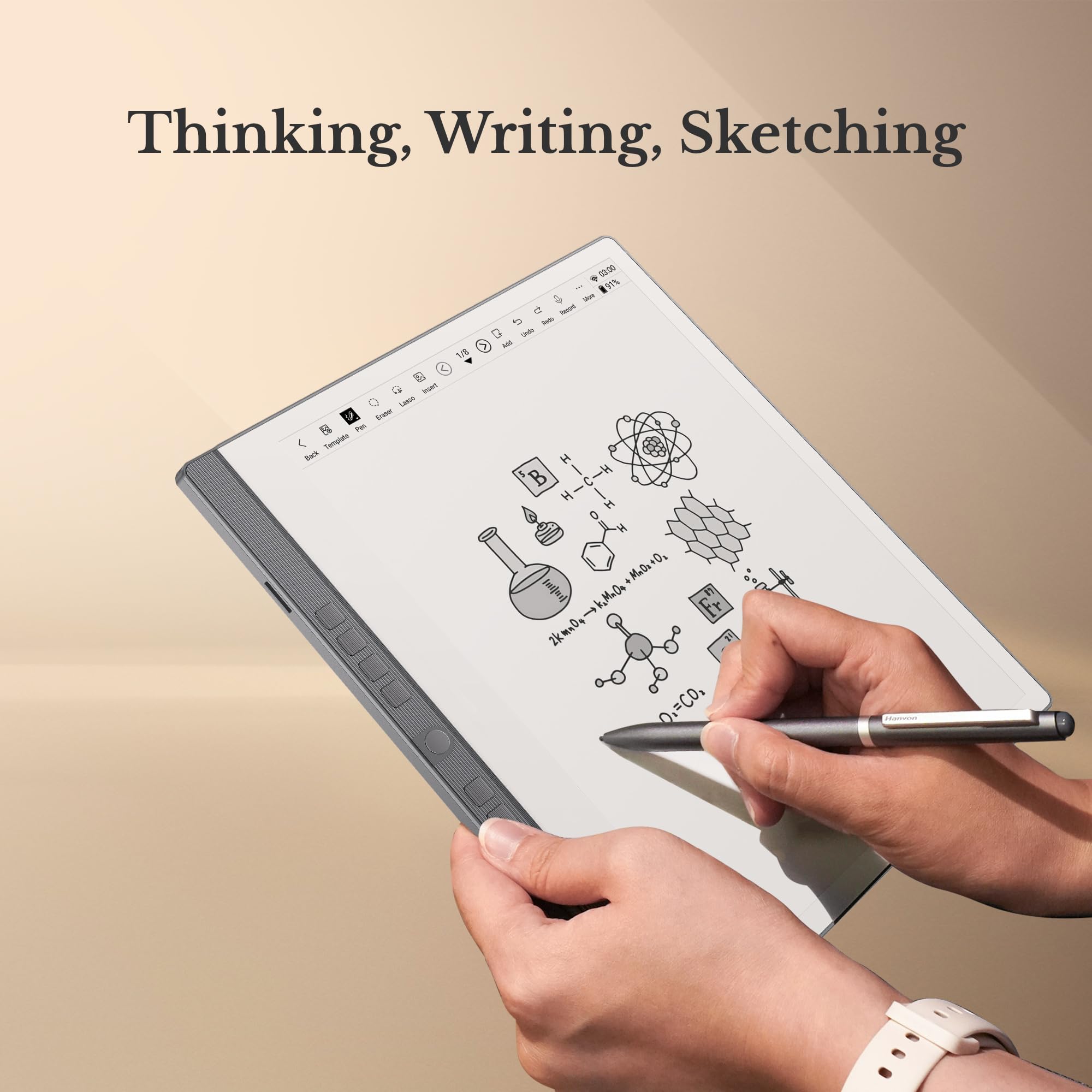 Penstar eNote Paper Tablet Bundle, 10.3-inch Pen Only Writing Tablet, Electronic Notebook Digital Notepad, E-Ink Reader with B5 Pen and Protective Folio