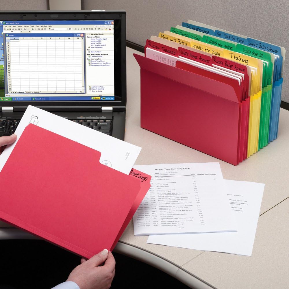 Smead SuperTab Heavyweight File Folder, Oversized 1/3-Cut Tab, Legal Size, Assorted Colors, 50 Per Box (15410) : Colored File Folders : Office Products