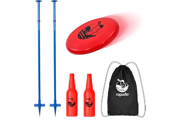 ropoda Outdoor Games -Upgraded Flying Disc Game Set with Thicker Pole, Portable Disc Toss Game for Lawn and Beach with Reinfo