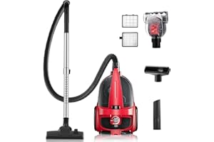 EDLOENS Canister Vacuum Cleaner, Bagless Vacuum Cleaner with 41kPa Strong Suction, 4L Large Dust Cup, Variable Speed Control, 5 Tools, Lightweight Canister Vacuum for Home, Pet, Carpet, Hard Floor