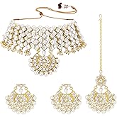 Aheli Indian Traditional Gold Plated Kundan Studded Choker Necklace Earring Jewelry Set Gift for Women