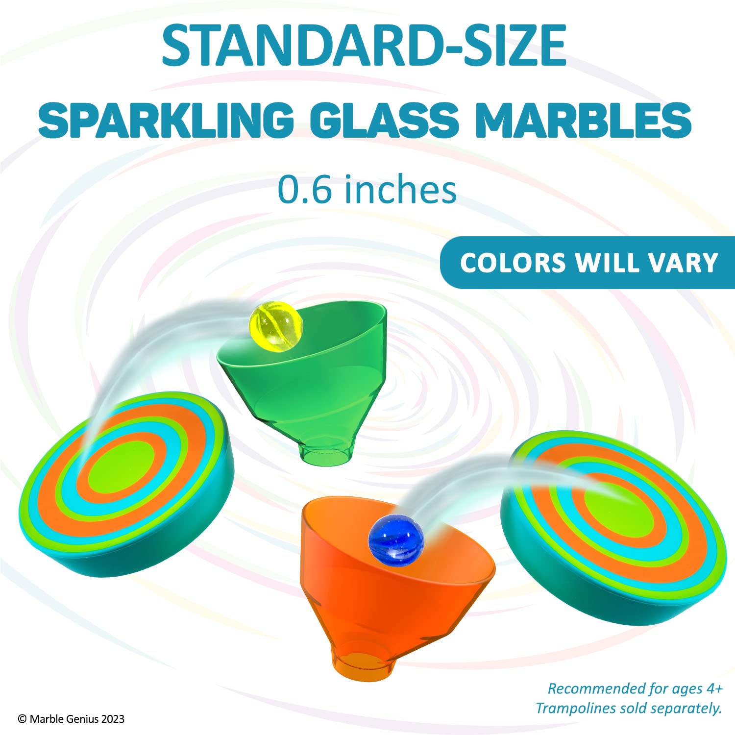 Marble Genius Marbles Accessory Add-On (60 Pieces), Compatible with All Marble Genius Marble Run Sets, Made with Durable Materials to Ensure Long-Lasting Fun for Kids and Adults Alike