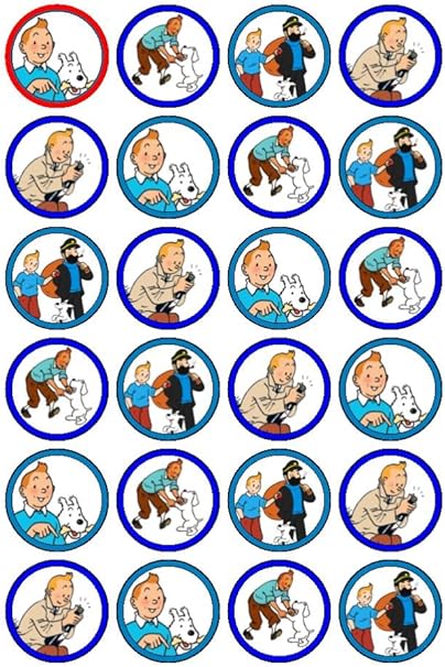 24 X Tintin Cupcake Toppers Amazon Co Uk Kitchen Home