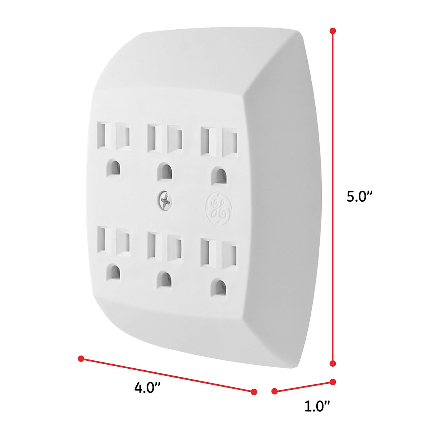 GE 6 Outlet Adapter, 3 Prong Outlets, Grounded, Wall Charger, Charging Station, White, 54947 - Electrical Multi Outlets - 