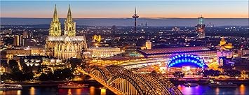 artissimo, Glasbild, 80x30cm, AG3335A, Köln, Kölner Dom bei Nacht, Bild aus Glas, Moderne Wanddekoration aus Glas, Wandbild W