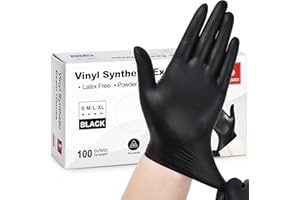 Schneider Guantes de examen de vinilo negro, 4 mil, guantes de plástico desechables sin látex para médicos, cocina y limpieza