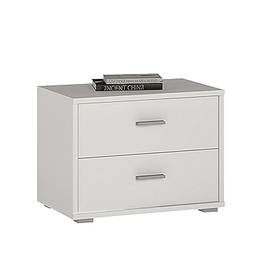P N Homewares Crescita 2 Drawer Low Chest Bedside In White Chest