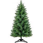 3ft Mini Artificial Christmas Tree, Small Xmas Tree with 160 Lush Tips | Tabletop Small Christmas Tree for Home,Office,Holiday Party,Indoor Outdoor Decor,Easy Assembly Metal Hinges &amp; Foldable Base