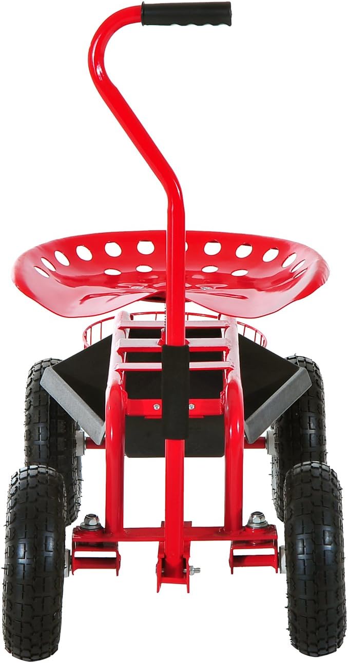 Super Saturday Outsunny Adjustable Rolling Garden Cart Outdoor