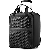 LUGGEX Underseat Carry On Luggage with Wheels, UDK-Plus Large-Capacity Lightweight Soft Sided Personal Item Suitcase for Short Trips (UX-Plus, Black, 16 Inch)