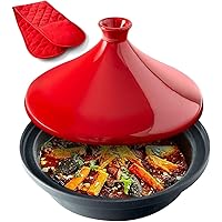 Uno Casa Tagine Pot - 3.65-Quart Moroccan Tajine with Enameled Cast Iron Base and Cone-Shaped Lid