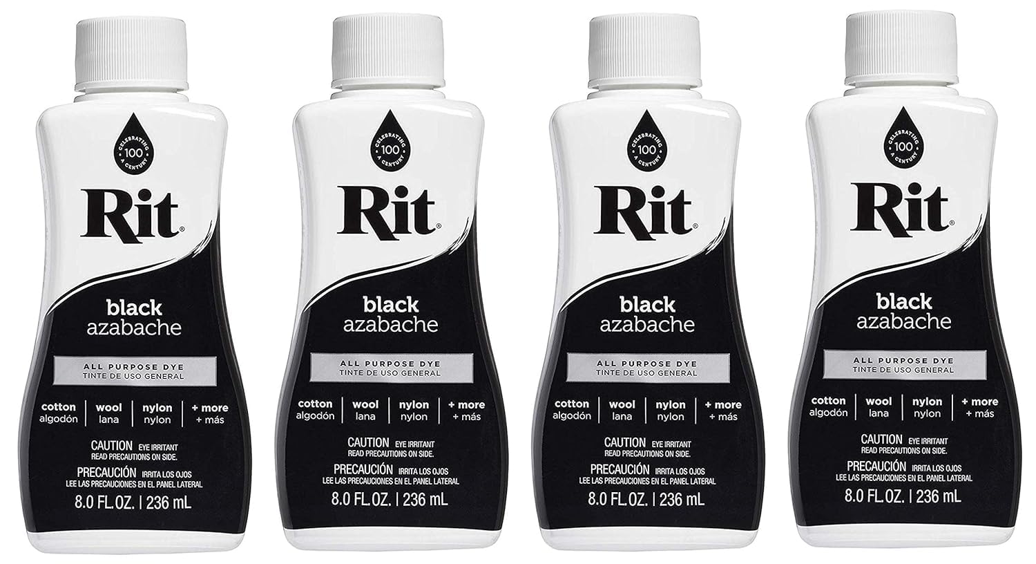 Rit All-Purpose Liquid Dye, 8 Ounce, Black (Fоur Paсk)
