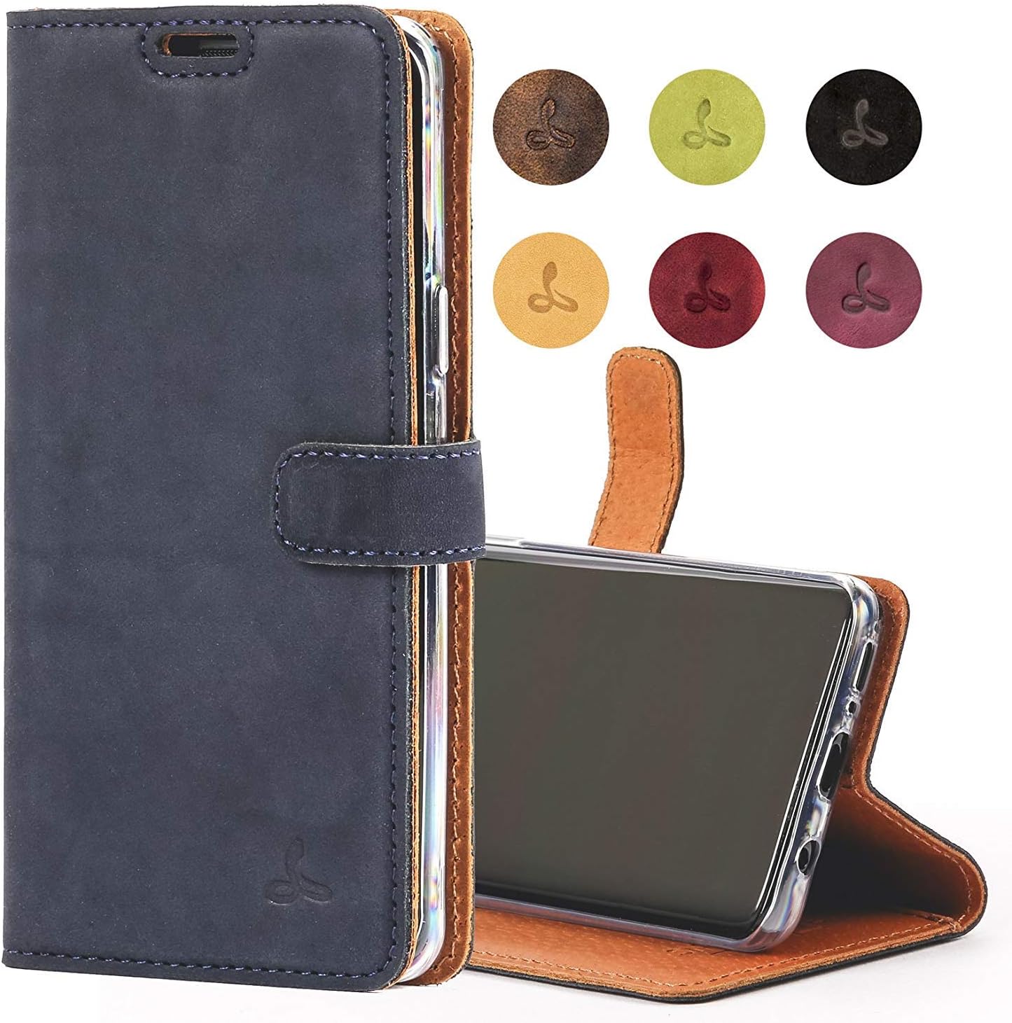 Snakehive Case Compatible with Samsung Galaxy S9 Plus, Genuine Leather Wallet with Viewing Stand and Card Slots, Flip Cover