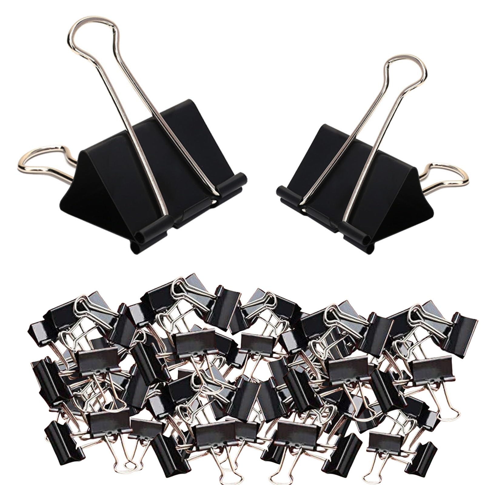 wodehahagou 100 Pack Small Black Bulldog Clips Stainless Steel Binder Clips, Bulldog Paper Clips, Paper Clips, Black Bulldog Clips, Perfect Clips for Organizing Documents and Papers.