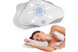 DUFVRPE Ergonomic Cervical Neck Pillow for Neck and Shoulder Pain, Side & Back Sleepers, Supports Neck & Shoulder Comfort, Reduces Snoring, Memory Foam Neck Pillows for Optimal Sleep Experience (White)