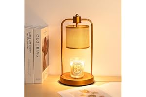 FullyCare Candle Warmer Lamp Electric with Timer: Wax Melts Warmer - Dimmable Candle Wax Warmer Electric Candle Warmer with Replacement Bulbs, Bedroom Home Decor Compatible with Various Candles-Linen