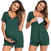 Ekouaer Women's Maternity Nursing Pajama Sets Short Sleeve Postpartum Pajamas Breastfeeding Pregnancy Clothes