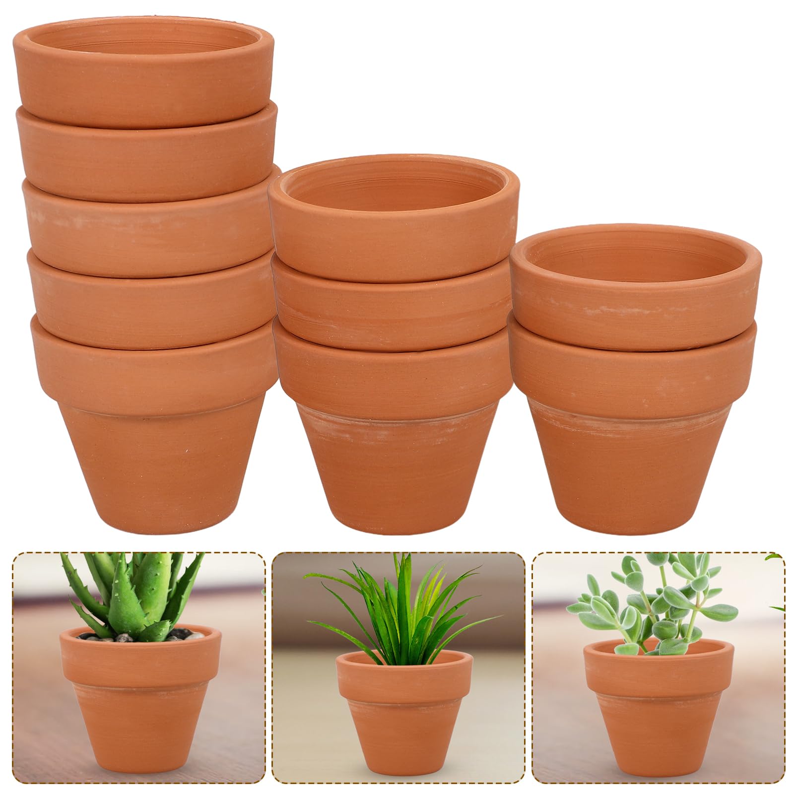 10Pcs Small Terracotta Pot Clay Ceramic Pottery Planter Cactus Flower Pots Succulent Nursery Pots Plants Crafts Wedding Favor - 4.5x4cm